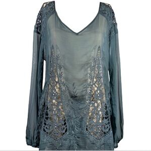 Johnny Was 4 Love and Liberty Sheer, Silk Tunic Sz S